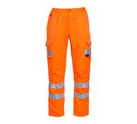 Blackrock Pantalon orange haute visibilité en polycoton respirant, réfléchissant, haute visibilité, entièrement certifié EN - Tour de taille 91,4 cm, longueur de jambe normale