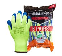 Blackrock Lot de 6 gants de travail de sécurité résistants avec revêtement en latex et isolation thermique, pour hommes et femmes, pour la manutention, le stockage frigorifique, les chemins de fe