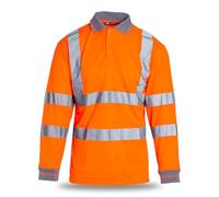 Blackrock Polo à Manches Longues Haute visibilité, Orange ferroviaire, t-Shirt, vêtements de Travail et de sécurité, EPI Haute visibilité, pour Hommes et Femmes, certifié EN20471 Classe