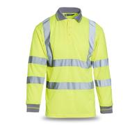 Blackrock Polo Jaune Haute visibilité à Manches Longues, pour Homme et Femme, léger et Respirant, vêtement de sécurité réfléchissant Haute visibilité, entièrement certifié en - S