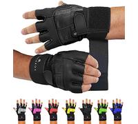 BLACKROX Gants de fitness en cuir véritable pour homme et femme V3 Boston Musculation Protection poignet Gants d'entraînement Gants de gym Gants de bodybuilding Gym Gants de musculation (Noir, S)