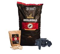 BlackSellig Quebracho Blanco Charbon de bois pour barbecue - Longue durée de combustion - Chaleur élevée - Faible dégagement de fumée (10 kg + 50 allume-feu)