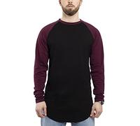 Blackskies Baseball Longsleeve T-Shirt | Long Oversize Fashion Basic Manches Longues Raglan Homme Long Tee Melliert - Noir-Bourgogne X-Large XL