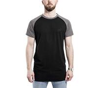 Blackskies Baseball T-Shirt Manches Courtes | Long Oversize Fashion Basic Raglan Streetwear Hommes Long Tee Melliert - Noir-Gris Medium M
