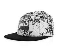 Blackskies® Fenrir 5-Panel Cap Camp | Casquette Baseball Homme Femme Surfer Skater Snapback Strapback Marbre Blanc - Unisexe Streetwear Outdoor Été Loisirs