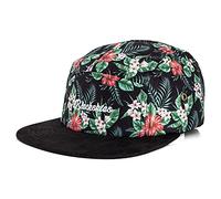 Blackskies® Oahu Vol. II 5-Panel Cap | Casquette Baseball Homme Femme Florale Jungle Skater Snapback Strapback Noir Vert - Unisexe Streetwear Outdoor Été