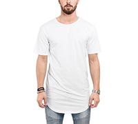 Blackskies Round Basic Longshirt | Long Oversize Fashion T-Shirt Manches Longues Homme Long Tee - Blanc Large L