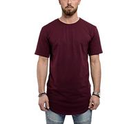 Blackskies Round Basic Longshirt | Long Oversize Fashion T-Shirt Manches Longues Homme Long Tee - Bourgogne Bordeaux X-Large XL