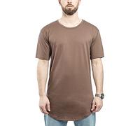 Blackskies Round Basic Longshirt | Long Oversize Fashion T-Shirt Manches Longues Homme Long Tee - Marron X-Large XL