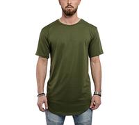 Blackskies Round Basic Longshirt | Long Oversize Fashion T-Shirt Manches Longues Homme Long Tee - Vert Olive Small S