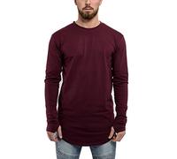 Blackskies Round Longsleeve T-Shirt | Long Oversize Fashion Basic Longshirt Long Tee pour Hommes - Bourgogne Medium M