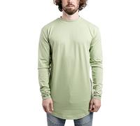 Blackskies Round Longsleeve T-Shirt | Long Oversize Fashion Basic Longshirt Long Tee pour Hommes - Vert Sauge Medium M