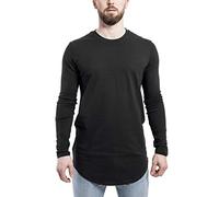 Blackskies Side Zip T-Shirt Manches Longues | Long Oversize Fashion Basic Longshirt Long Tee avec Fermeture éclair pour Hommes - Noir Large L