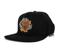 Blackskies® Stay Strong Snapback Cap | Hommes Femmes Visière Premium Baseball Casquette Ours Casquette de Baseball Tatouage Néo Traditionnel - Noir