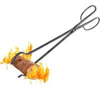 Blacksmith Hand Made Iron Fireplace Tongs 21 Inch Large Handle Heavy Duty Design For Fire Pit,Grilling,Adding Logs (21"")