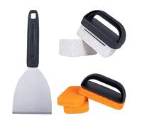Blackstone 5463 Kit d'outils de nettoyage (8 pièces) pour barbecue - Accessoires intérieur/extérieur - 1 grattoir en acier inoxydable, 3 tampons à récurer, 2 pierres ponces avec poignée, noir, orange,