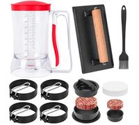 Blackstone Kit de petit-déjeuner distributeur de pâte à crêpes 9 pièces - Comprend un distributeur de pâte à crêpes, un bacon, des anneaux à œufs, une presse à hamburger, une brosse et un papier de