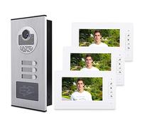 BLACKTK Sonnette infrarouge et interphone HD avec trois moniteurs pour portier vidéo de sécurité à domicile de 7 pouces