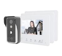 BLACKTK Sonnettes, Sonnette vidéo avec vision nocturne, 2 câbles, caméra avec 3 moniteurs de 7", intercommunication avec sonnette vidéo, vision