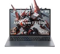 Blackview 2025 16" Ordinateur Portable Gaming, Ryzen 7 7735HS(Supérieur 7430u/5700u/I7-11800H jusqu'à 4,75 Hz),32 Go DDR5 Ram 1 to SSD Étendre à 4 to,Clavier rétroéclairé,WiFi 6,BT 5.2,Windows 11