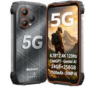 Blackview 5G AI Smartphone Incassable BL7000, Dimensity 6030 24Go+256Go, Caméra AI 50MP, 6,78'' 2.4K 120Hz Écran, Batterie 7500mAh, Téléphone Robuste IP68/IP69K, Triple Fente Carte, NFC GPS Orange