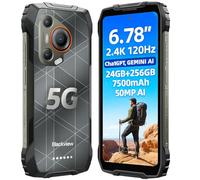 Blackview 5G AI Smartphone Incassable BL7000, Dimensity 6030 24Go+256Go, Caméra AI 50MP, 6,78'' 2.4K 120Hz Écran, Batterie 7500mAh, Téléphone Robuste IP68/IP69K, Triple Fente Carte, NFC GPS Noir