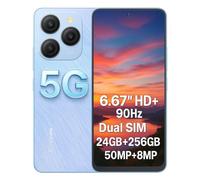 Blackview 5G Smartphone Débloqué Shark 9, 24 Go+256 Go, 6,67" HD+ Ecran 90 Hz, Camera 50 MP, Batterie 5000 mAh, Dual SIM 5G, Téléphone Portable Android 14, Haut-Parleur Smart-K Box, GPS NFC Bleu