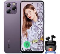 Blackview A96 Smartphone Débloqué 6,5"" 24Go+256Go Android 13 48MP Dual SIM Bleu avec Airbuds 8(Noir)