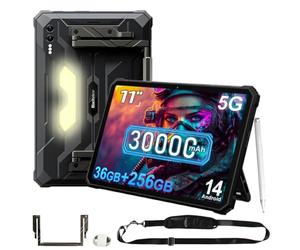 Blackview Active 10 Pro 5G Tablette Incassable, 11" FHD+, 30000mAh, 36Go+256Go/2To Tablette Tactile, 108MP+20MP, 2 Haut-parleurs/Android 14/IP68/IP69K/OTG/NFC/Noir