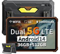 Blackview Active 10 Pro Tablette Tactile 11"" 90Hz,Android 14,50MP+20MP,36+512Go/SD 2To,30000mAh(55W),PhotoIA 400 lumens- Orange