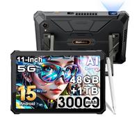 Blackview Active 12 Pro (48Go+1To) 5G Tablette Tactile Incassable avec Projecteur 200LM, 30000mAh Batterie, Ecran 11 Pouce Tablet Android 15, 108MP+50MP, 2 Haut-Parleur Stéréo,IP68/IP69K,NFC,GPS,OTG