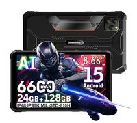 Blackview Active 5 8,68 Pouces Tablette Incassable Android 15, 24Go+128Go+2To Extension Tablet IP68/IP69K, 16MP+13MP, Haut-parleurs 2W*2, Batterie 6600mAh,4G/5G WiFi/NFC/GPS/FM/OTG/Gemini AI 2.0, Noir