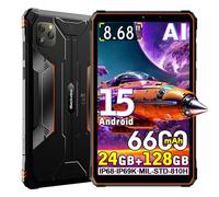 Blackview Active 5 AI Tablette Robuste 2025,3 modèles AI,8,68 Pouces HD+90 Hz 4G Android 15 Tablette étanche,24 Go+128 Go,16 Mpx+13 Mpx,6600 mAh Smartphone Robuste,Double SIM/IP68/NFC (Orange)