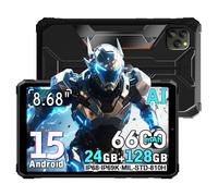 Blackview Active 5 Tablette Incassable Android 15, 24Go+128Go+2To Extension, 8,68 Pouces Tablet IP68, 16MP+13MP, Haut-parleurs 2W*2, Batterie 6600mAh, Dual SIM,4G,5G WiFi, NFC GPS FM OTG, Noir