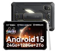 Blackview Active 7 Tablette durcie 11 pouces, IP68/IP69K, résistante aux chocs (chute 1,22 m), 4G LTE, Android 15, 10000 mAh 45W, 24 Go + 128 Go (2 To), caméra vision nocturne, lampe camping, GPS, NFC