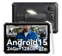 Blackview Active 7 Tablette Incassable 11 Pouces,4G LTE Tablette Durcie Chantier FHD+ Android 15 GeminiAI/20MP Vision Nocturne/Camping Lampe/ 24 Go RAM+128 Go ROM+2 to TFGPS/10000mAh/45W/avec Stylos