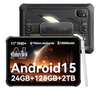 Blackview Active 7 Tablette Incassable 11 Pouces FHD+ Android 15 GeminiAI/20MP Vision Nocturne/Camping Lampe/Dual 4G Tablette Durcie 24 Go RAM+128 Go ROM+2 to TF NFC/GPS/10000mAh/45W/OTG/avec Stylos