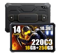 Blackview Active 8 Pro Android 14 Tablette Incassable 2025, Batterie 22000mAh, 10.36''2.4K, 16Go+256Go Tablette IP68/IP69K, 48MP+16MP, Quad Haut-Parleur Stéréo, Double SIM 4G, NFC GPS OTG FM, Noir