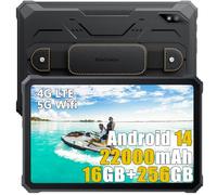 Blackview Active 8 Pro Android 14 Tablette Incassable 2025, Batterie 22000mAh, 10.36''2.4K, IP68 Tablette, 16Go+256Go+1To Extension, 48MP+16MP,Quad Haut-Parleur Stéréo,Double SIM 4G, NFC GPS FM, Noir