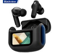 Casque sans fil Blackview AirBuds 12, Écouteurs Bluetooth sans Fil BT 5.4 Écran tactile LED 400mAh ANC&ENC IPX7 étanche - Noir