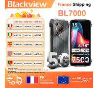 BLACKVIEW BL7000 AI Smartphone robuste [sans chargeur UE] 5G Android 15 24 Go (8 + 16) + 256 Go 6,78" 120 Hz 7500 mAh 33 W NFC Black with Charger (33W)
