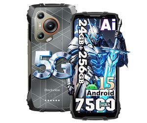 Blackview BL7000 Android 15 Telephone Portable Incassable, 5G Smartphone Incassable 6,78''FHD+ 120Hz, 24Go+256Go/TF 2To, Téléphone Chantier 7500mAh, 50MP+32MP, Gemini AI, NFC/OTG/Doke AI, Noir