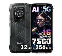 Blackview BL7000 Pro 5G Téléphone Portable Incassable Android 16, 32Go+256Go/TF 2To AI Téléphone, 6,78" FHD+120Hz, 50MP+32MP, 7500mAh, Smartphone Incassable IP68, NFC/OTG/GPS/FM/Noir