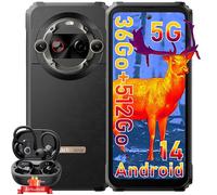 Blackview BL9000 Pro Smartphone Incassable 5G 512Go 6.78"" Double Écran 50MP Android 14 Noir avec Écouteurs Bluetooth Airbuds 60