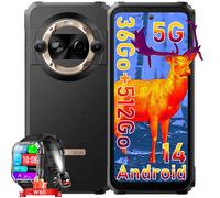Blackview BL9000 Pro Smartphone Incassable 5G 512Go 6.78"" Double Écran 50MP Android 14 Or avec Montre Connectée W60