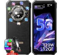 Blackview BL9000 Téléphone Portable Incassable 5G Double Écran 24Go+512Go 6.78 8800mAh/120W Noir avec Smartwatch Blackview W60 Noir G