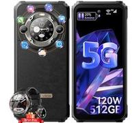 Smartphone Blackview A200 Pro 108MP 6.67 2.4K Écran AMOLED 24Go+256Go 5050mAh Android 13 Noir avec Smartwatch Blackview R30Pro(Rose) Noir