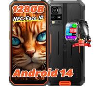 Blackview BV4800 Pro Téléphone Portable Incassable 6,56"" 12Go+128Go Android 14 Dual SIM NFC Orange avec Smartwatch Blackview W60