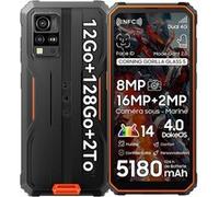 Smartphone Incassable Blackview BV5300 Plus 6,1" 16Go+128Go Android 13 Orange avec Écouteurs Bluetooth Blackview Airbuds8(Noir)