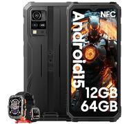 Blackview BV4800 SE Smartphone Incassable 6,56"" 12Go+64Go 5100mAh Dual SIM Android 15 Noir avec Smartwatch Blackview W80 Pro